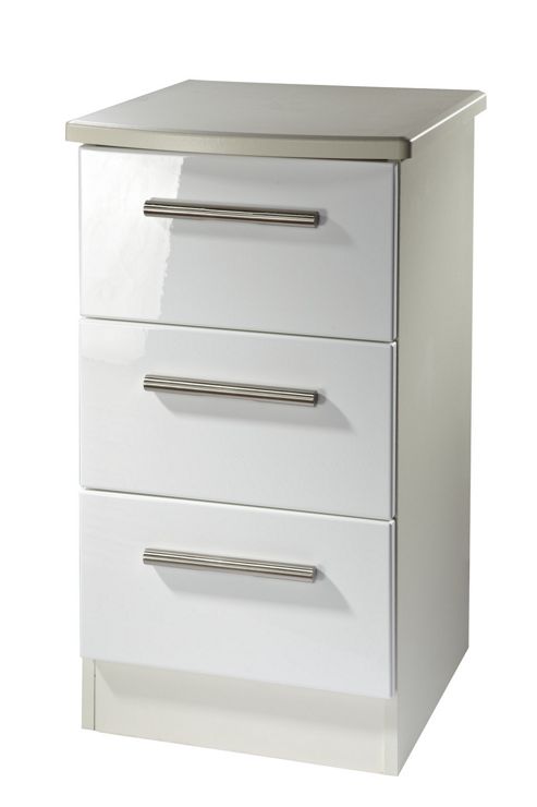 Image of Welcome Furniture Knightsbridge 3 Drawer Bedside Table - Cream - White