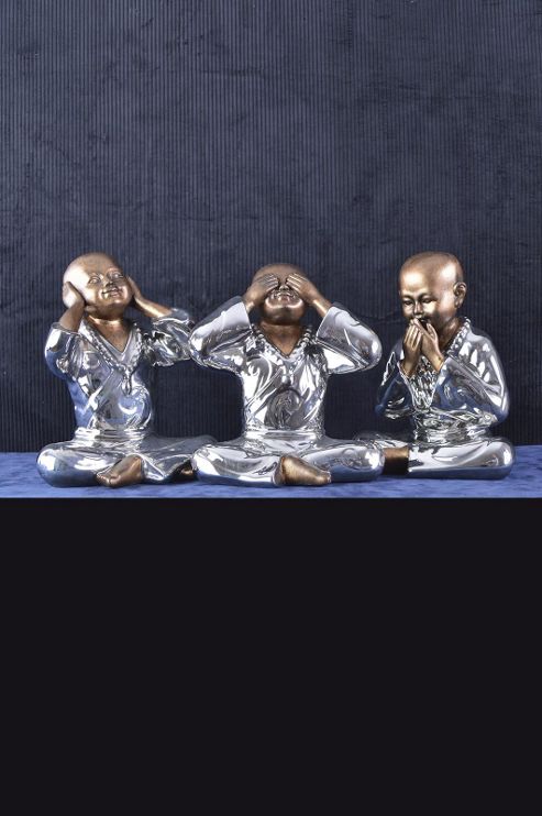 Image of Set Of Three Silver Ornamental Monks