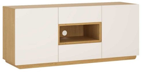 Image of Ultimum Focus High Stone Oak And White Tv Stand