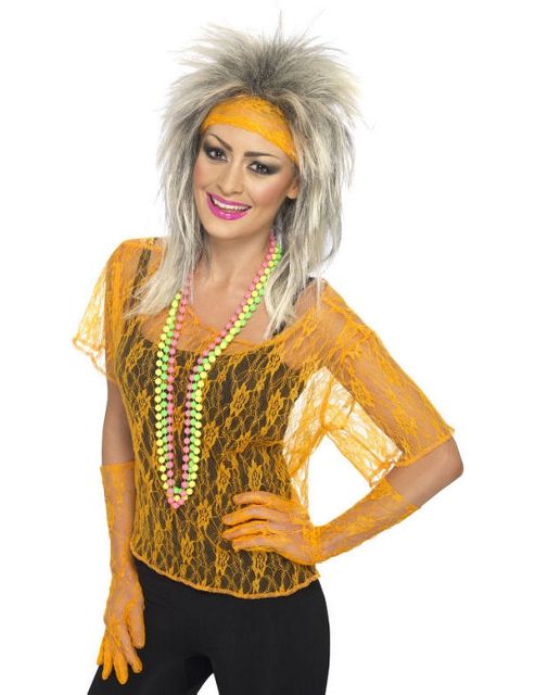 Image of Lace Vest, Gloves & Headband Orange
