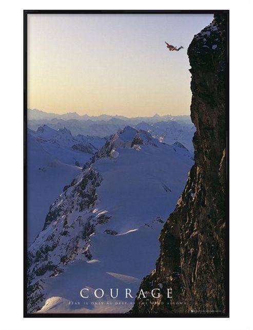 Image of Courage Gloss Black Framed Fear Is Only As Deep As The Mind Allows Poster