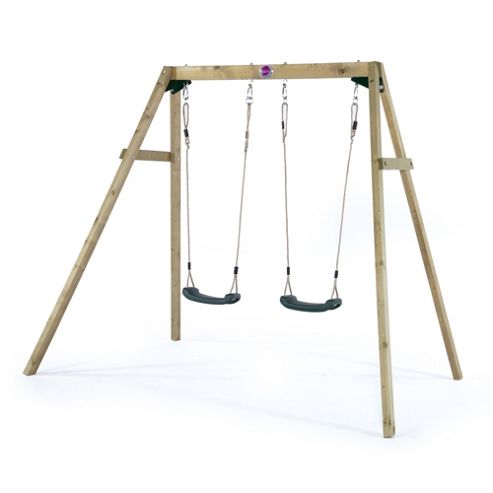 Image of Plum Wooden Double Swing Set