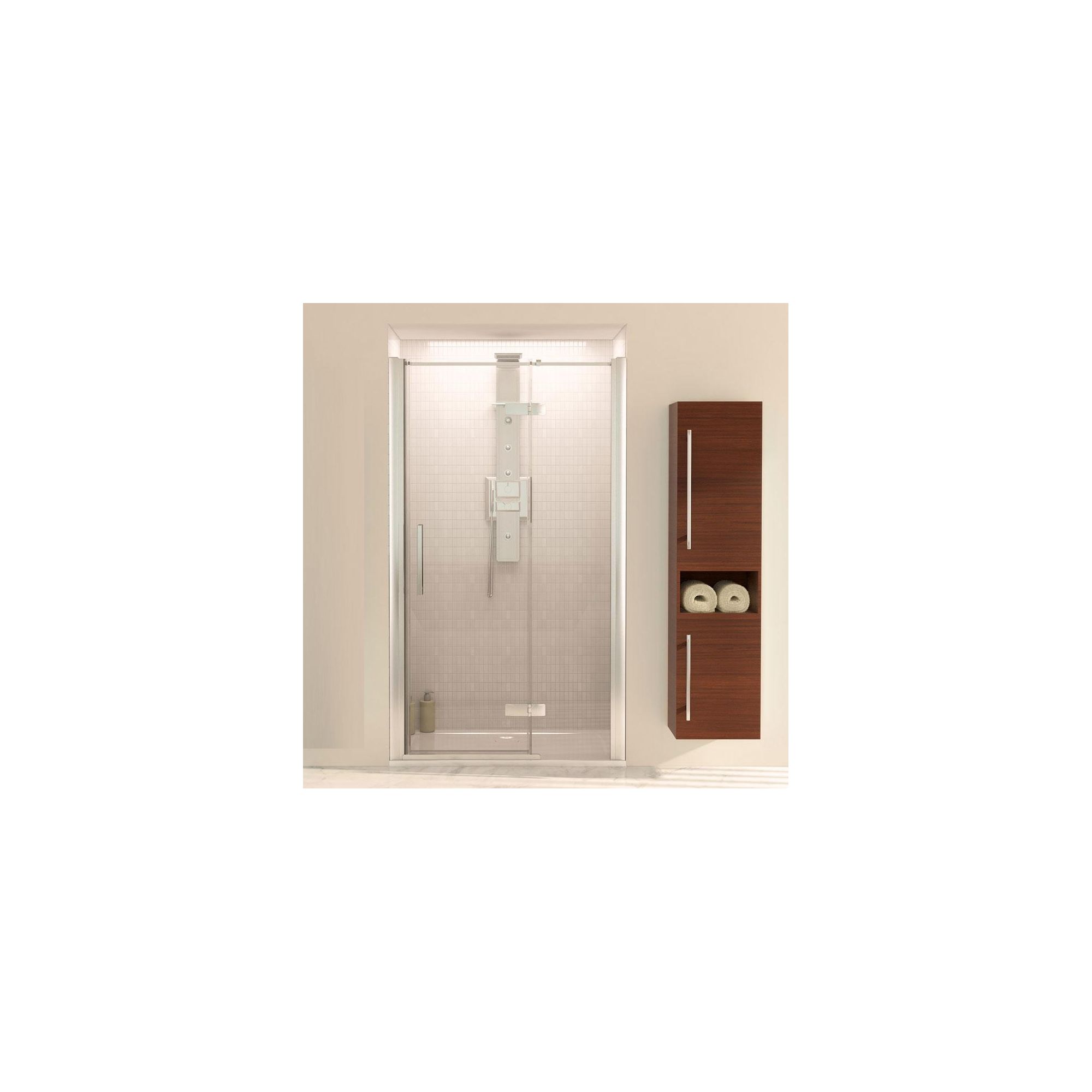 Aqualux AQUA8 Hinge Inline Pivot Shower Door and Side Panel, 1200mm x 800mm, Polished Silver Frame, 8mm Glass at Tesco Direct