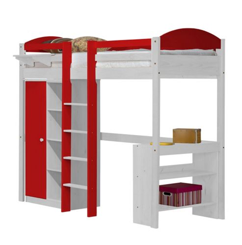 Image of Maximus High Sleeper Set 1 Central Ladder White With Red Details