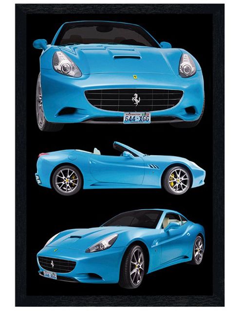 Image of Black Wooden Framed Ferrari California Poster