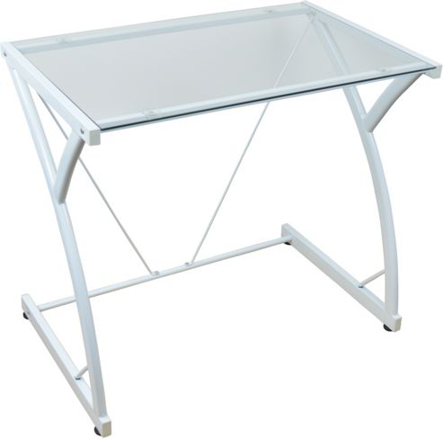 Image of Harbour Housewares Computer, Laptop Glass Z Desk- White