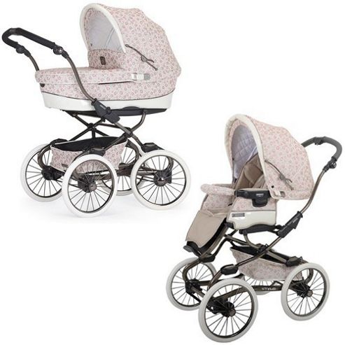 Image of Bebecar Stylo Class El Prive Luxury Combination Pram (floral Pink)