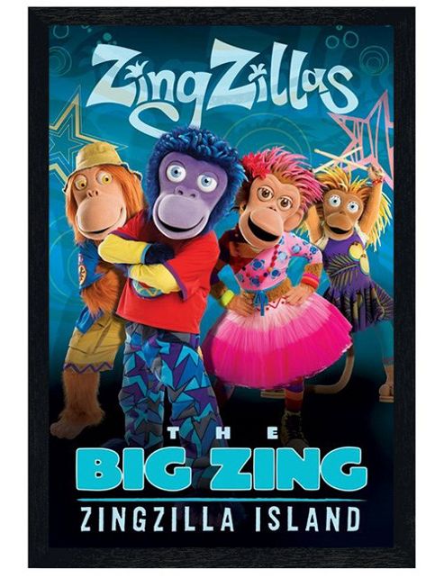 Image of Zingzillas Black Wooden Framed Zingzilla Island Poster