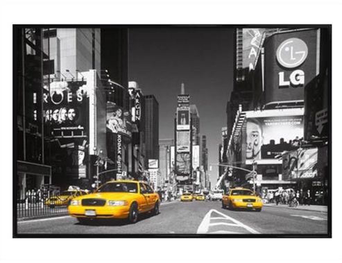 Image of In Times Square Gloss Black Framed Yellow Cab Poster
