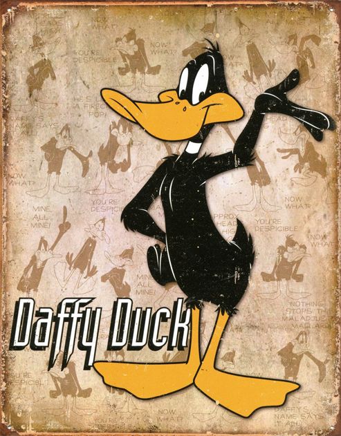 Image of Looney Tunes Retro Daffy Duck Tin Sign