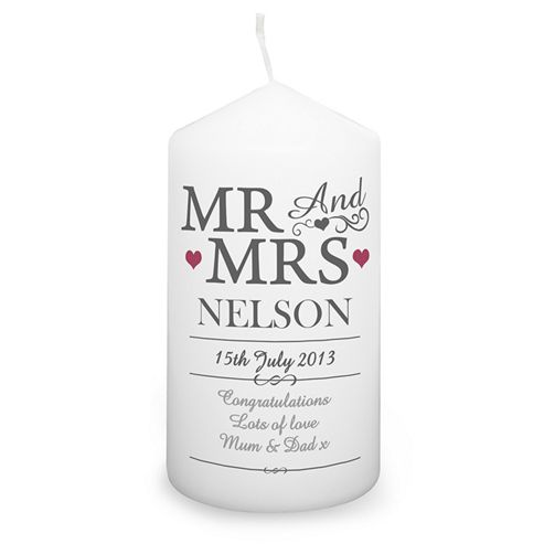 Image of Personalised Mr & Mrs Wedding Candle
