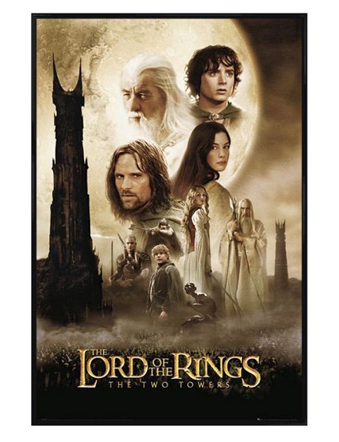 Image of Lord Of The Rings The Gloss Black Framed Two Towers Lotr Poster