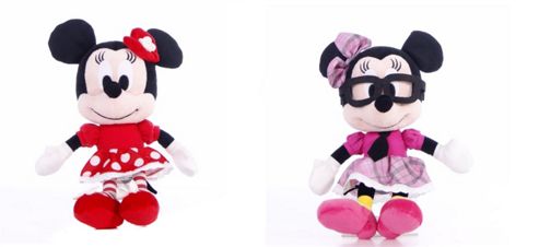 Image of I Love Minnie Minnie Mouse 8" Plush Doll Bundle Valentine Dress And Geek Outfit- 2 Dolls