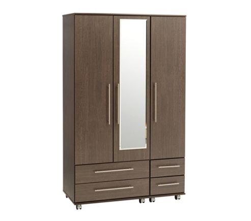 Image of Ideal Furniture New York 3 Door Wardrobe - Gloss Black