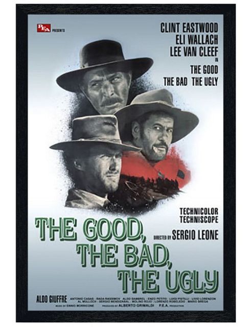Image of Classic Film Movie Score Black Wooden Framed The Good, The Bad And The Ugly Poster