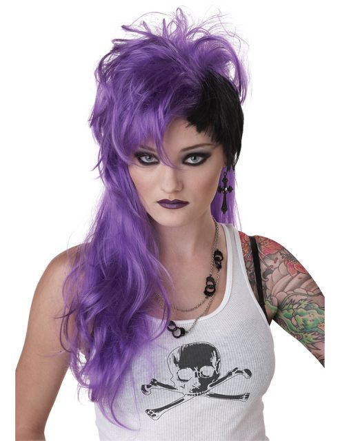 Image of Ladies' 80s Wig (black/purple)