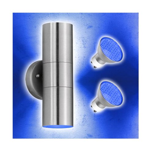 Buy Stainless Steel Up & Down Outdoor Wall Light with Blue LED Bulbs from our Wall & Porch ...