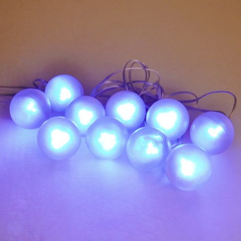 Image of Set Of Ten Global Outdoor Ip44 Blue Led Glass Sphere Chain Lights