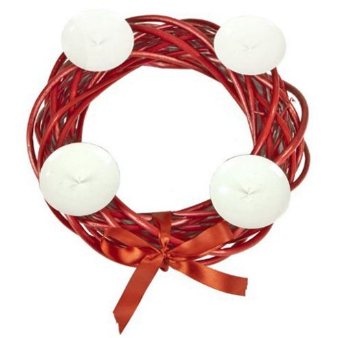 Image of Wreath - Decorative Christmas Candle Holder - Red
