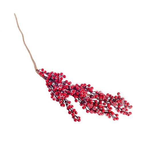 Image of Artificial Frosted Red Berry Christmas Garland Stem