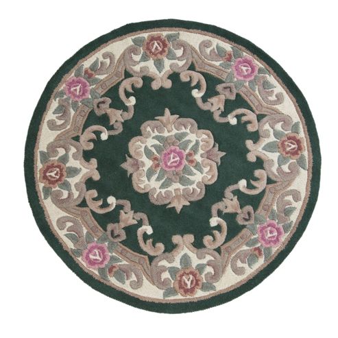 Image of Lotus Premium Aubusson Bottle Green 120x120 Wool Rug