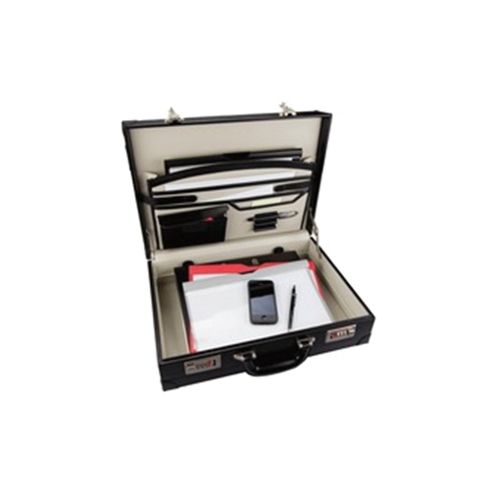 Image of Masters London Bonded Leather Monolith Briefcase Expander Black