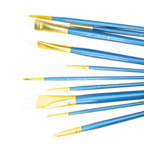 Image of Daler Simply All Purpose Brush Set - 10 Piece Stiff White Taklon Nylon Set