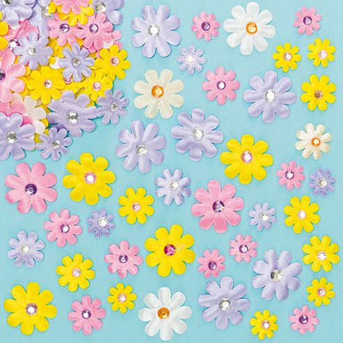 Image of Self Adhesive Satin Gem Flowers (pack Of 60)