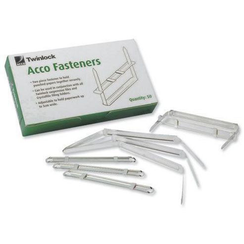 Image of Twinlock Fastener 2-piece Filing Clip 50mm Box Of 50
