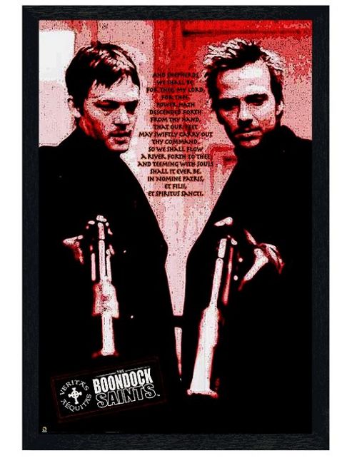 Image of Black Wooden Framed Boondock Saints And Shepherds We Shall Be For Thee Poster