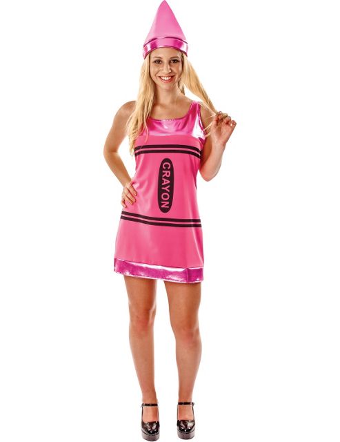 Image of Women's Pink Crayon Fancy Dress Costume Small