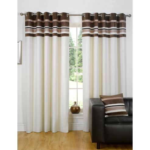 Image of Dreams N Drapes Kendal Chocolate 46x90 Eyelet Lined Eyelet Curtains