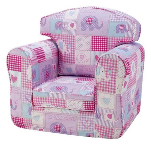 Image of Children's Single Sofa - Patchwork Elephants
