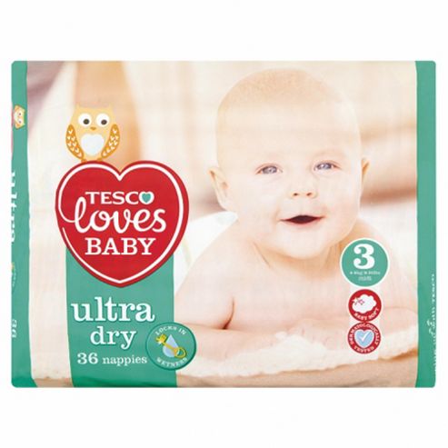 Image of Tesco Loves Baby Ultra Dry Size 3 Midi Carry 36 Pack