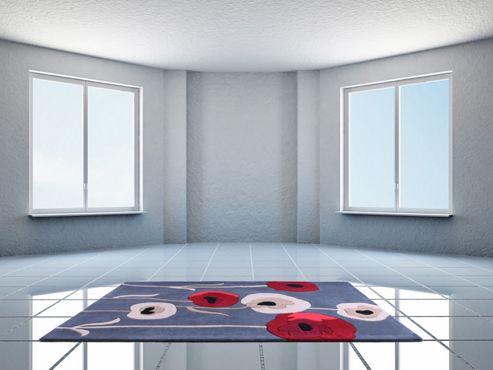 Image of Ultimate Rug Co Floral Art Sovereign Blue / Red Modern Rug - 120 Cm X 170 Cm (3 Ft 11 In X 5 Ft 7 In)