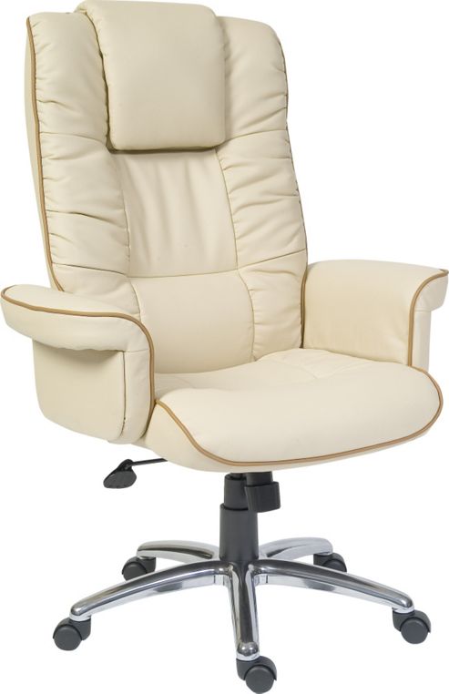 Image of Modal Windsor Leather Executive Armchair In Cream