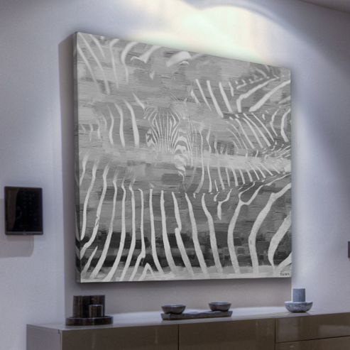 Image of Parvez Taj Zebra Canvas Wall Art - 45 Cm H X 45 Cm W X 5 Cm D