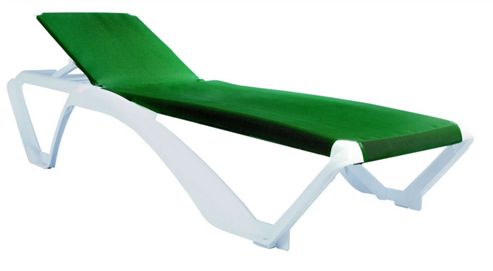 Image of Resol Marina Sun Lounger - White Frame With Green Canvas Material