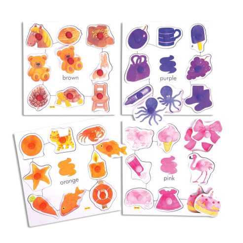 Image of Bigjigs Toys Bj087 Colours Set 2 Pegged Puzzles (set Of 4)