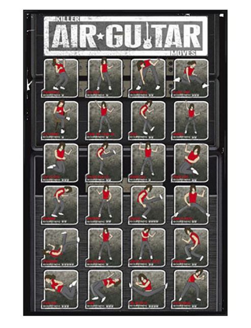 Image of Air Guitar Guide Gloss Black Framed Killer Air Guitar Moves Poster