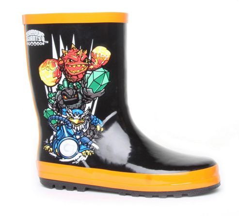 Image of Skylanders Giants Character Junior Boys Wellington Black/orange Winter Boots Slip-on Wellington Boots - Black