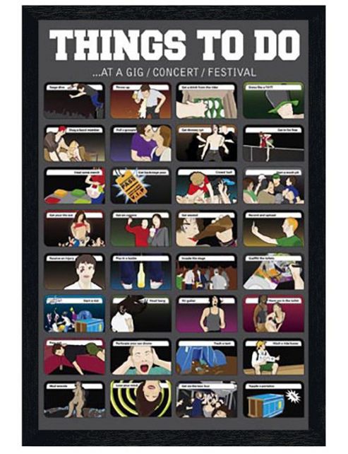 Image of At A Concert/gig/festival Black Wooden Framed Thirty Two Things To Do Poster