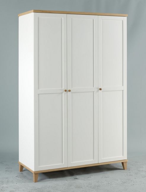 Image of Home Zone Chicago Three Door Wardrobe In White
