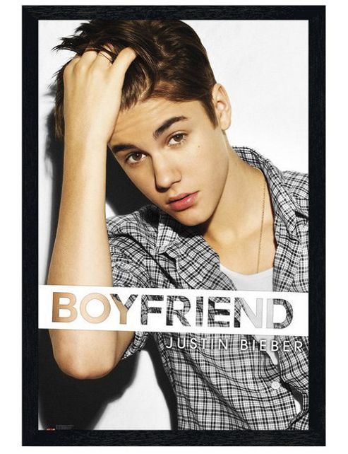 Image of Justin Bieber Black Wooden Framed Boyfriend Poster