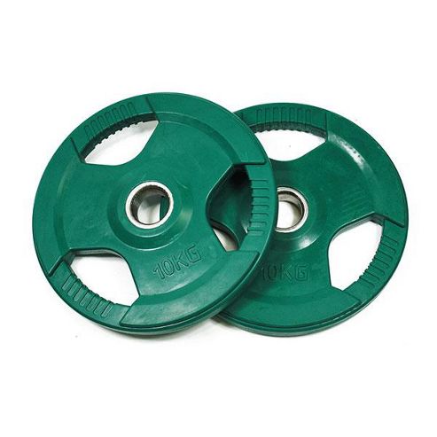 Image of Bodymax Olympic Coloured Rubber Radial Weight Plates - 2 X 10kg (green)