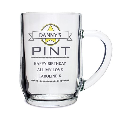 Image of Personalised Diamond Pint Glass Beer Tankard