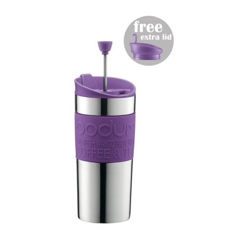 Image of Bodum Stainless Steel Travel Mug And Press Set 0.35l Purple