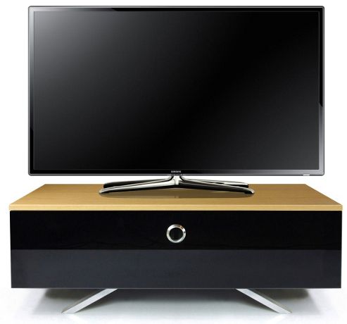 Image of Mda Designs Cubic Hybrid Oak And Black Tv Stand