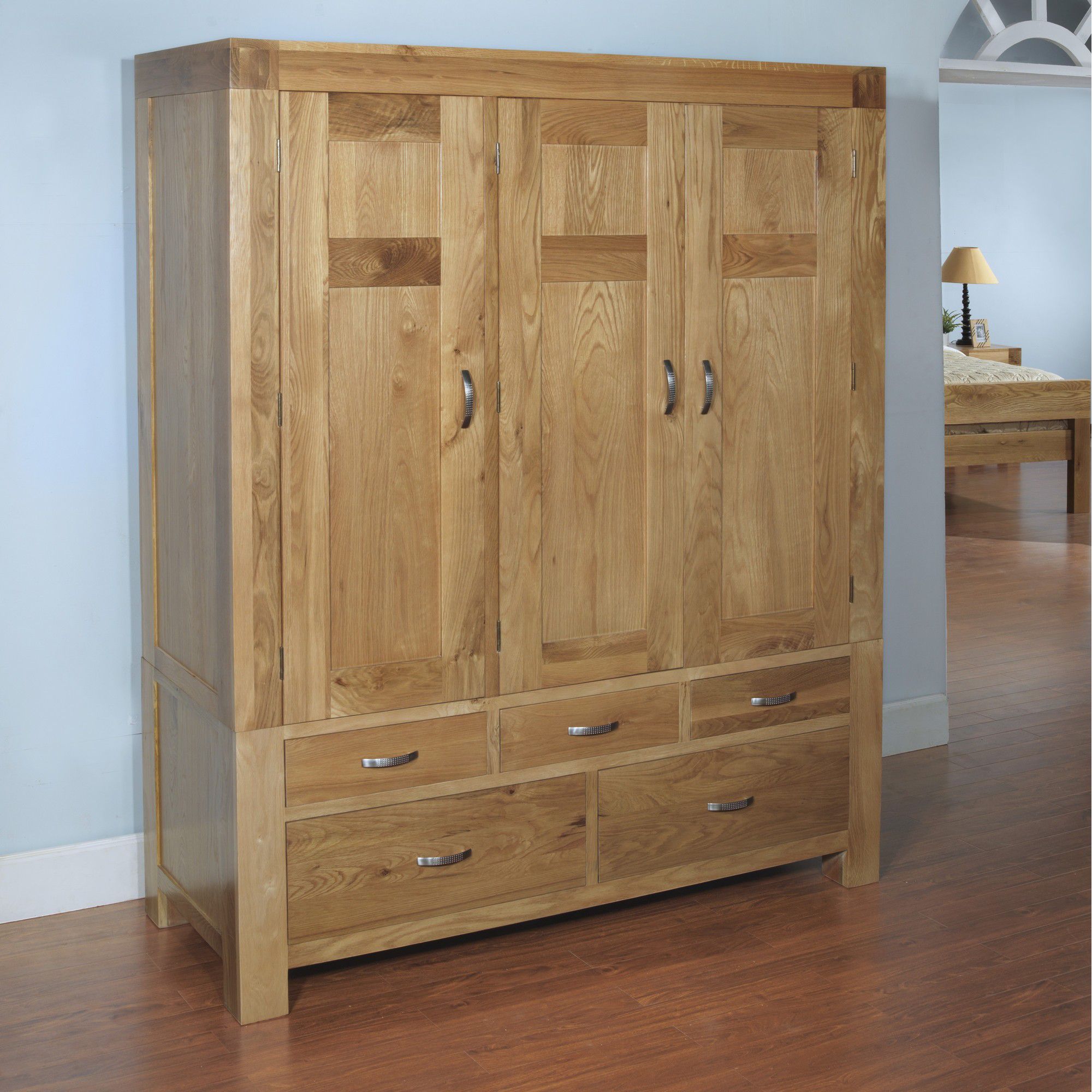 Hawkshead Rustic Oak Blonde Triple Wardrobe at Tescos Direct
