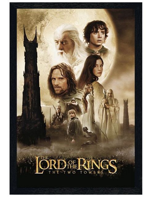 Image of Lord Of The Rings The Black Wooden Framed Two Towers Lotr Poster